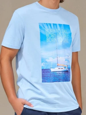 Sinsay - Koszulka z nadrukiem - niebieski