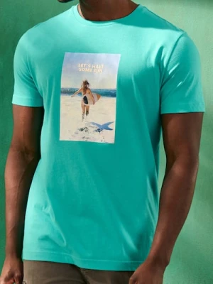 Sinsay - Koszulka z nadrukiem - niebieski