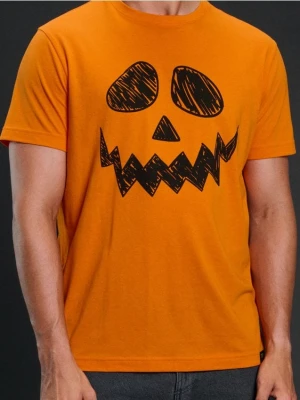 Sinsay - Koszulka z nadrukiem - pomarańczowy