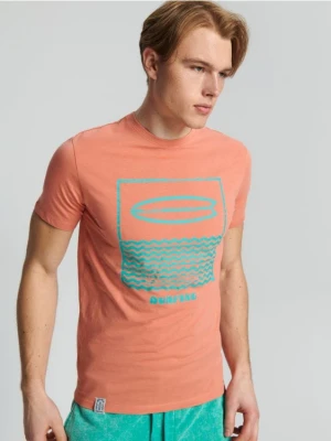 Sinsay - Koszulka z nadrukiem - pomarańczowy