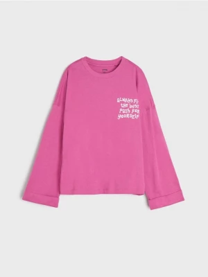 Sinsay - Koszulka z nadrukiem - różowy