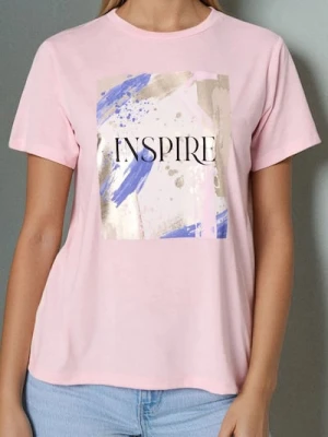 Sinsay - Koszulka z nadrukiem - różowy