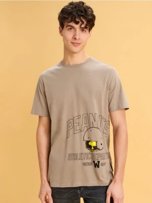 Sinsay - Koszulka z nadrukiem Snoopy - brązowy