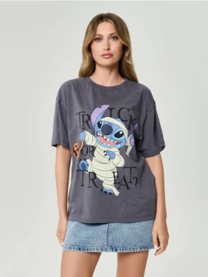 Sinsay - Koszulka z nadrukiem Stitch - szary