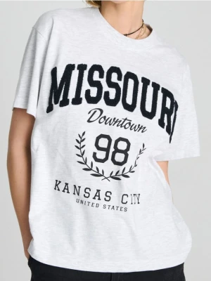 Sinsay - Koszulka z nadrukiem - szary