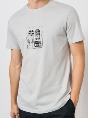 Sinsay - Koszulka z nadrukiem - szary