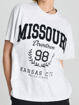 Sinsay - Koszulka z nadrukiem - szary