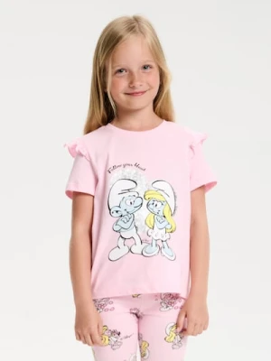 Sinsay - Koszulka z nadrukiem The Smurfs - różowy