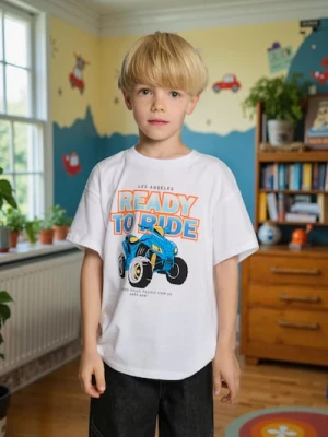 Sinsay - Koszulka z nadrukiem w samochody - biały