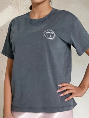 Sinsay - Koszulka z nadrukiem zodiakalnym na plecach - szary