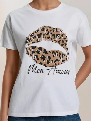 Sinsay - Koszulka z nadrukiem zwierzęcym - biały