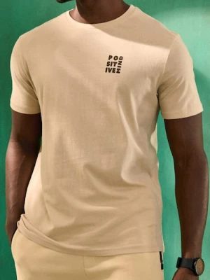 Sinsay - Koszulka z napisem - beżowy