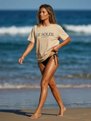 Sinsay - Koszulka z napisem - beżowy