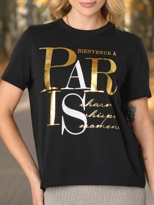 Sinsay - Koszulka z napisem - czarny