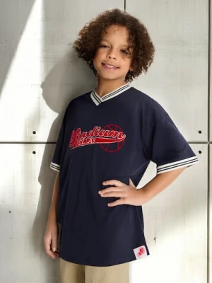 Sinsay - Koszulka z napisem - granatowy