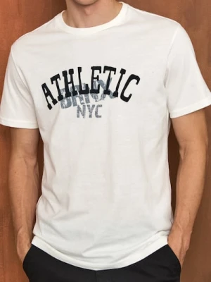 Sinsay - Koszulka z napisem - kremowy