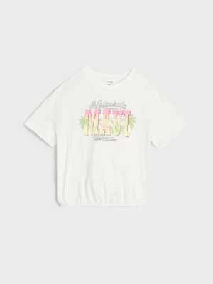 Sinsay - Koszulka z napisem - kremowy