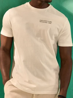 Sinsay - Koszulka z napisem - kremowy