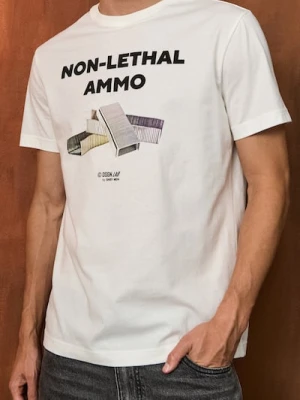 Sinsay - Koszulka z napisem - kremowy