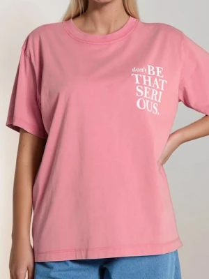 Sinsay - Koszulka z napisem - różowy