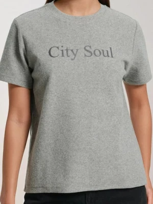 Sinsay - Koszulka z napisem - szary