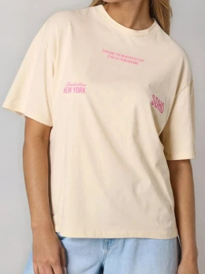 Sinsay - Koszulka z napisem - żółty