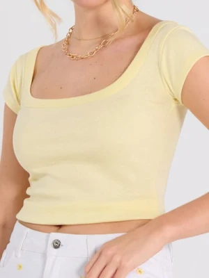 Sinsay - Koszulka z napisem - żółty