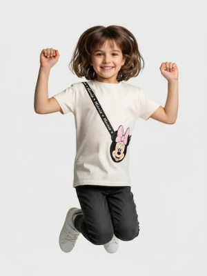 Sinsay - Koszulka z naszytą torebką zapinaną na zamek Minnie Mouse - kremowy