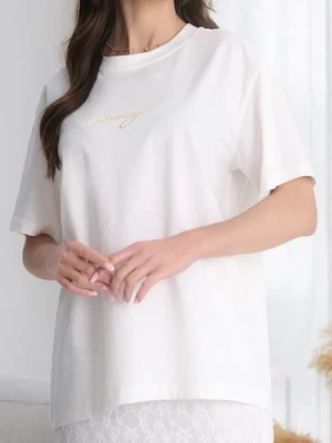 Zdjęcie produktu Sinsay - Koszulka z owocowym nadrukiem na plecach - kremowy