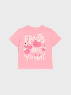 Sinsay - Koszulka z owocowym nadrukiem na plecach - różowy