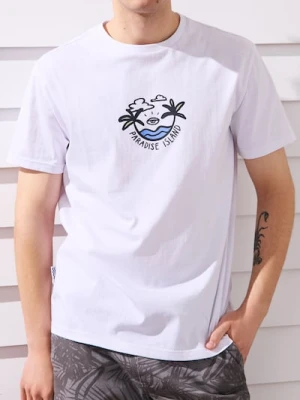 Sinsay - Koszulka z ozdobnym drobnym nadrukiem - biały