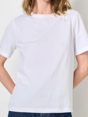 Sinsay - Koszulka z ozdobnym haftem - biały