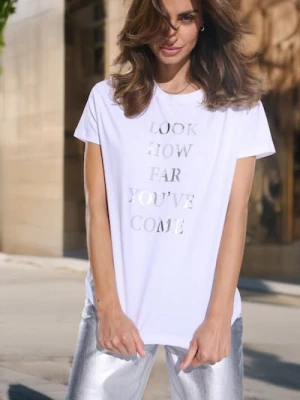 Sinsay - Koszulka z ozdobnym nadrukiem - biały