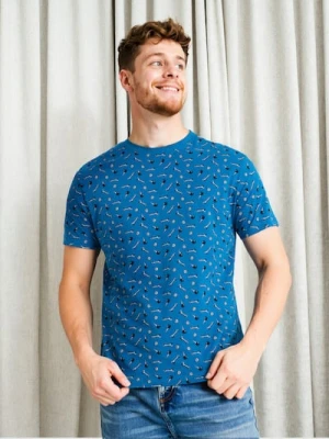 Sinsay - Koszulka z ozdobnym nadrukiem - niebieski