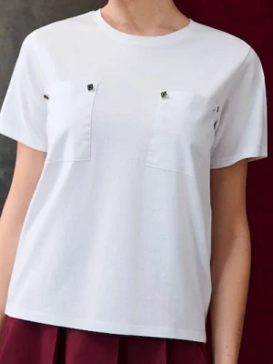 Sinsay - Koszulka z ozdobnymi dżetami - biały