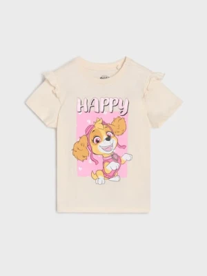 Sinsay - Koszulka z ozdobnymi falbanami PAW Patrol - kremowy