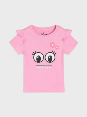 Sinsay - Koszulka z ozdobnymi falbankami Zombie Dash - różowy