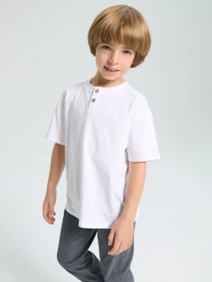 Sinsay - Koszulka z ozdobnymi guzikami - biały