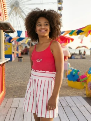 Sinsay - Koszulka z prążkowanej dzianiny na ramiączkach - czerwony