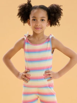 Sinsay - Koszulka z prążkowanej dzianiny w kolorowe paski - wielobarwny