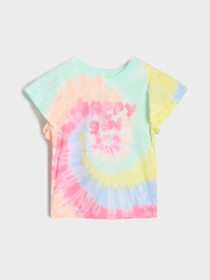 Sinsay - Koszulka z szerokimi rękawami i brokatowym napisem - wielobarwny