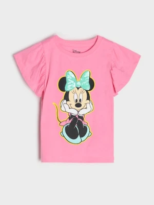Sinsay - Koszulka z szerokimi rękawami zdobiona cekinami Minnie Mouse - begonia