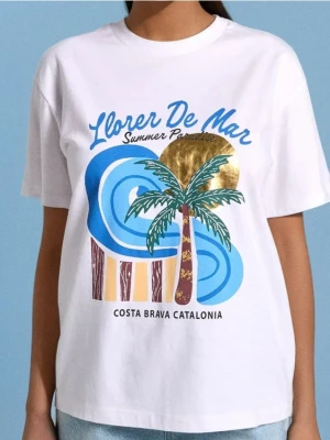 Sinsay - Koszulka z wakacyjnym nadrukiem - biały