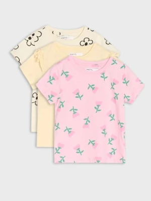 Sinsay - Koszulki 3 pack - kremowy