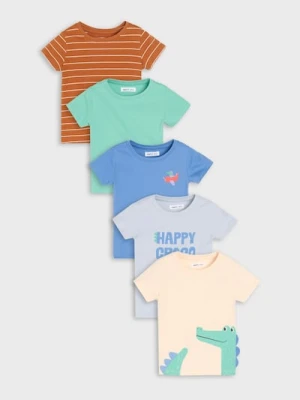 Sinsay - Koszulki o różnych wzorach i kolorach 5 pack - kremowy