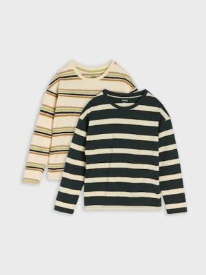 Sinsay - Koszulki oversize z długimi rękawami 2 pack - zielony