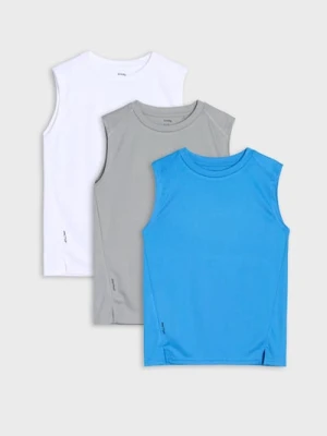 Sinsay - Koszulki sportowe bez rękawów 3 pack Active - błękitny