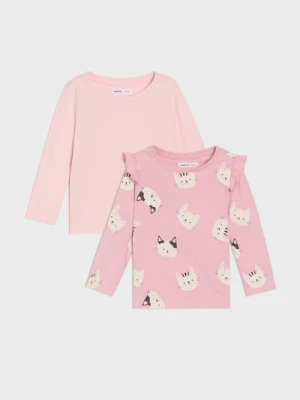 Sinsay - Koszulki z długim rękawem 2 pack - różowy