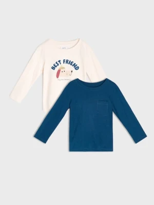 Sinsay - Koszulki z długimi rękawami 2 pack - kremowy