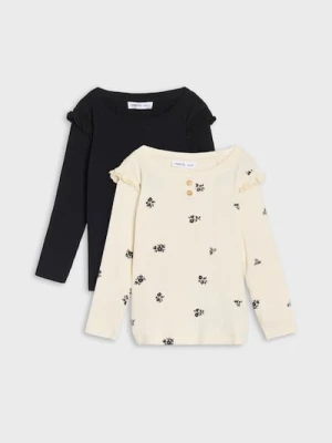 Sinsay - Koszulki z długimi rękawami 2 pack - kremowy